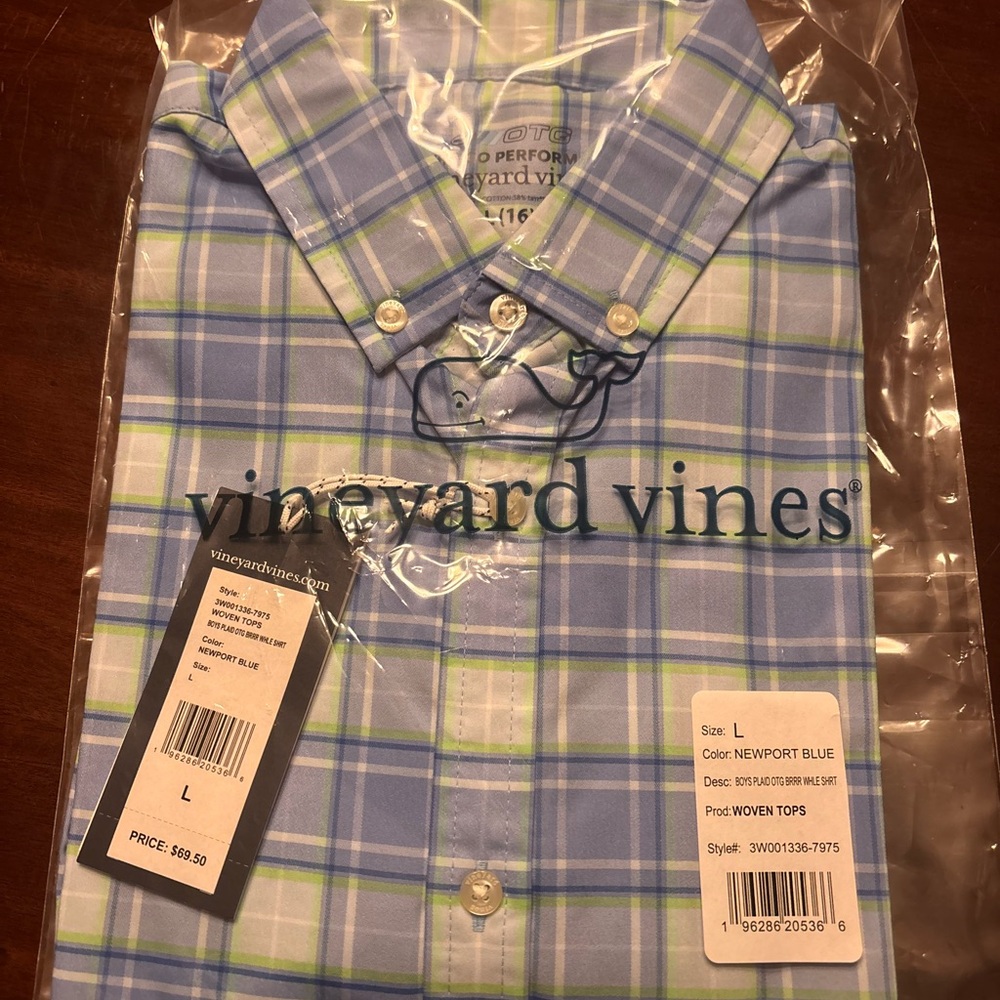 Vineyard Vines Boys Plaid Long Sleeve Button Up